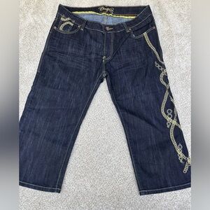 Coogi Cropped Denim Capri Type Jeans Women's Size 16 Gold Embroidered Length 23"